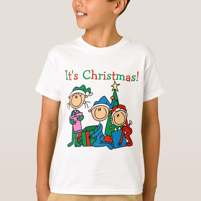 Strichmännchen Kinder Weihnachtsgeschenke und Gesc T-Shirt (Vorderseite)