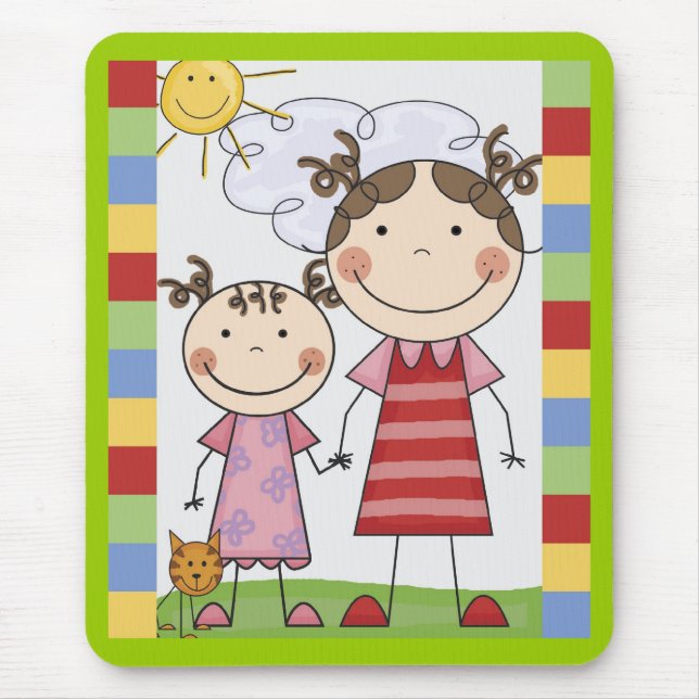 Strichmännchen-Kinderkarten und Geschenke Mousepad (Vorne)