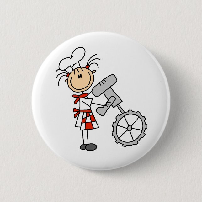 Strichmännchen-Koch, der Mischer-Knöpfe verwendet Button (Vorderseite)
