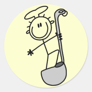 Strichmännchen Koch mit Ladle Runder Aufkleber