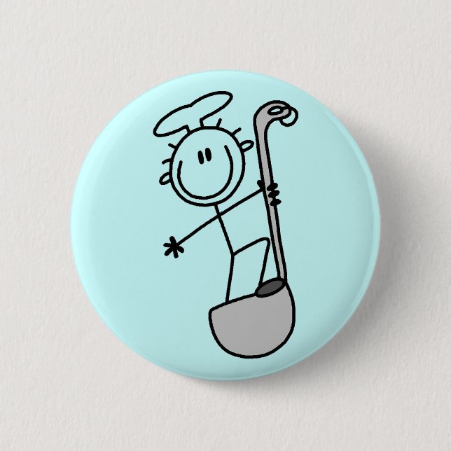 Strichmännchen-Koch Mit Schöpflöffel Button (Vorderseite)