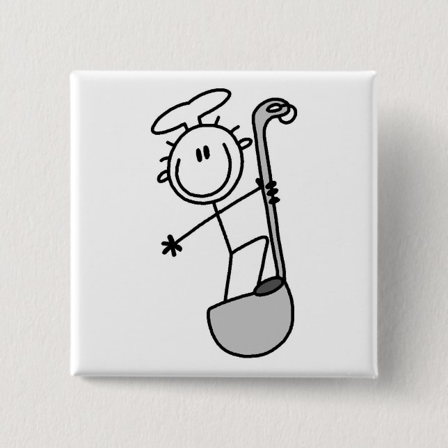 Strichmännchen-Koch Mit Schöpflöffel Button (Vorderseite)