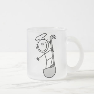 Strichmännchen-Koch mit Schöpflöffel Mattglastasse
