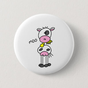 Strichmännchen-Kuh-T-Shirts und Geschenke Button