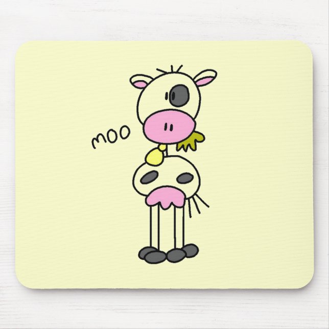 Strichmännchen-Kuh-T-Shirts und Geschenke Mousepad (Vorne)