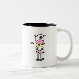 Strichmännchen-Kuh-T-Shirts und Geschenke Zweifarbige Tasse