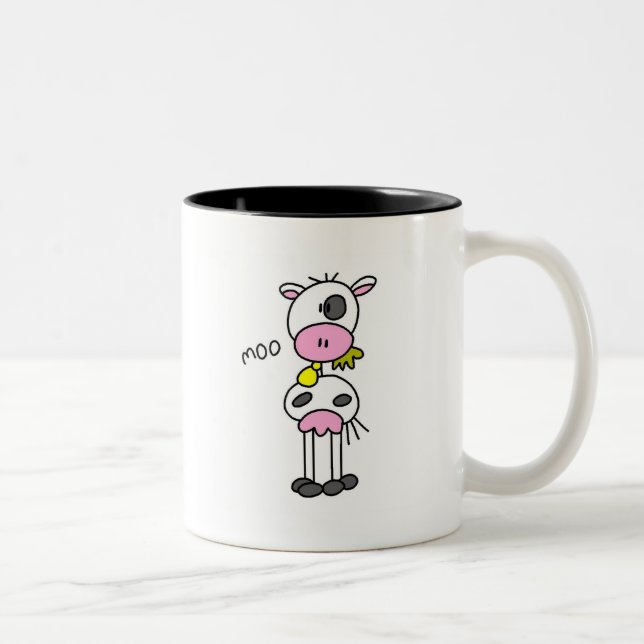 Strichmännchen-Kuh-T-Shirts und Geschenke Zweifarbige Tasse (Rechts)
