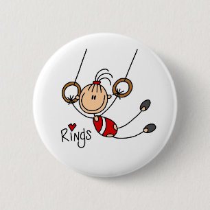 Strichmännchen Mädchen an den Ringen Knopf Button