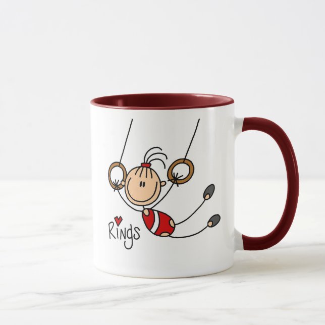 Strichmännchen Mädchen an den Ringen Tasse (Rechts)
