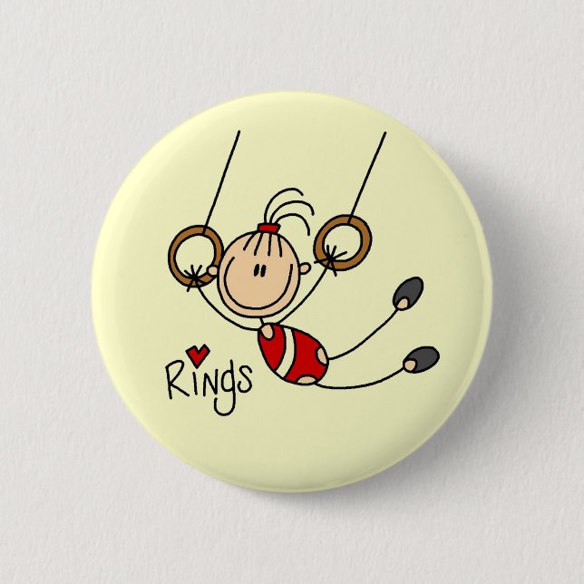 Strichmännchen Mädchen auf Ringe T-Shirts und Gesc Button (Vorderseite)