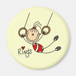 Strichmännchen Mädchen auf Ringe T-Shirts und Gesc Magnet