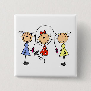 Strichmännchen-Mädchen beim Seilspringen Button