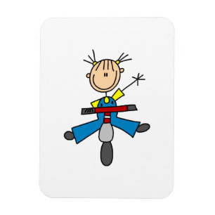 Strichmännchen-Mädchen fährt Roller Magnet