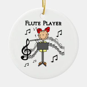 Strichmännchen-Mädchen-Flöten-Spieler-T-Shirts  Keramikornament