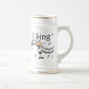 Strichmännchen-Mädchen Ich singe T-Shirts und Gesc Bierglas