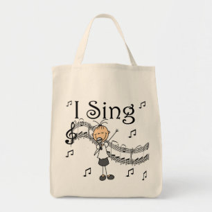Strichmännchen-Mädchen Ich singe T-Shirts und Gesc Tragetasche