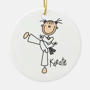Strichmännchen-Mädchen-Karate-T - Shirts und Keramik Ornament