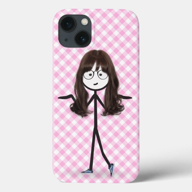 Strichmännchen Mädchen mit dunklen Haaren Case-Mate iPhone Hülle (Rückseite)