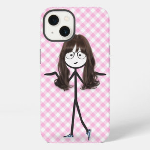 Strichmännchen Mädchen mit dunklen Haaren iPhone Hülle