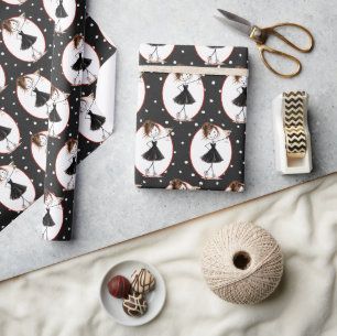 Strichmännchen Mädchen mit Martini Geschenkpapier