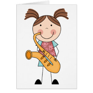 Strichmännchen-Mädchen mit Saxophone
