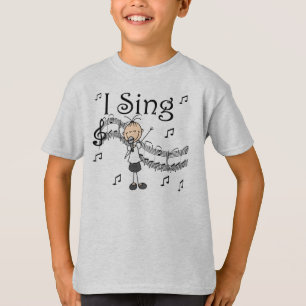 Strichmännchen-Mädchen singe ich T - Shirts und