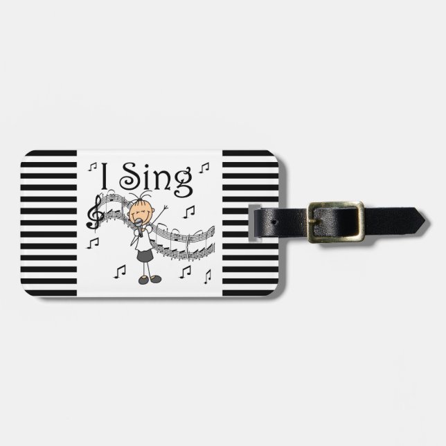 Strichmännchen-Mädchen singe ich T - Shirts und Gepäckanhänger (Vorderseite horizontal)
