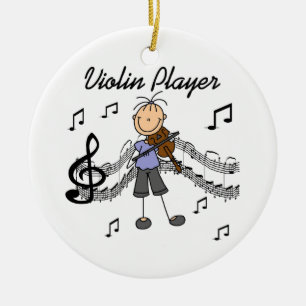 Strichmännchen-Mädchen-Violinen-Spieler-T - Shir Keramik Ornament
