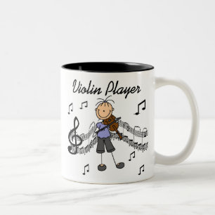Strichmännchen-Mädchen-Violinen-Spieler-T - Shir Zweifarbige Tasse