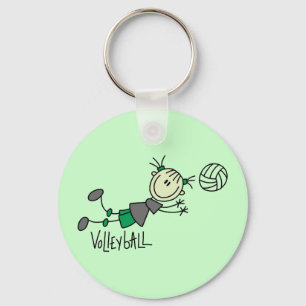 Strichmännchen-Mädchen-Volleyball-T - Shirts und Schlüsselanhänger