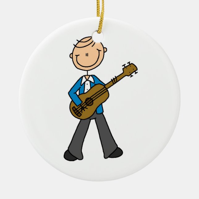 Strichmännchen Male Guitar Player T - Shirt und Ge Keramikornament (Vorne)