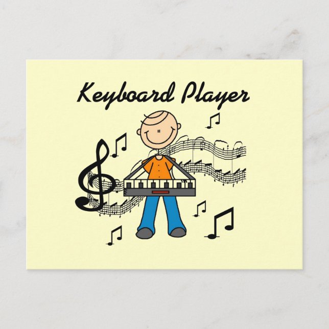 Strichmännchen Male Keyboard Player Geschenke Postkarte (Vorderseite)