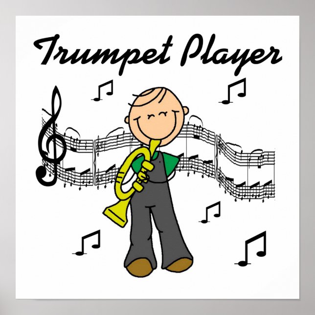 Strichmännchen Male Trumpet Player T - Shirt und G Poster (Vorne)