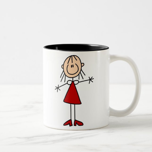 Strichmännchen-Mama-Tasse Zweifarbige Tasse (Rechts)