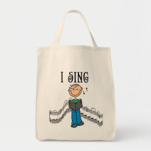 Strichmännchen Mann I Sing T-Shirts und Geschenke Tragetasche