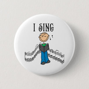 Strichmännchen-Mann-Ich-singe-T-Shirts und Geschen Button