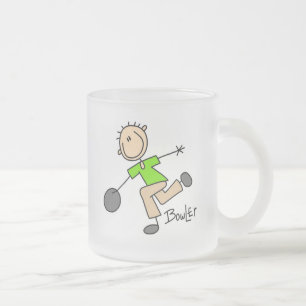 Strichmännchen-Männlicher-Bowler-T-Shirts und Gesc Mattglastasse