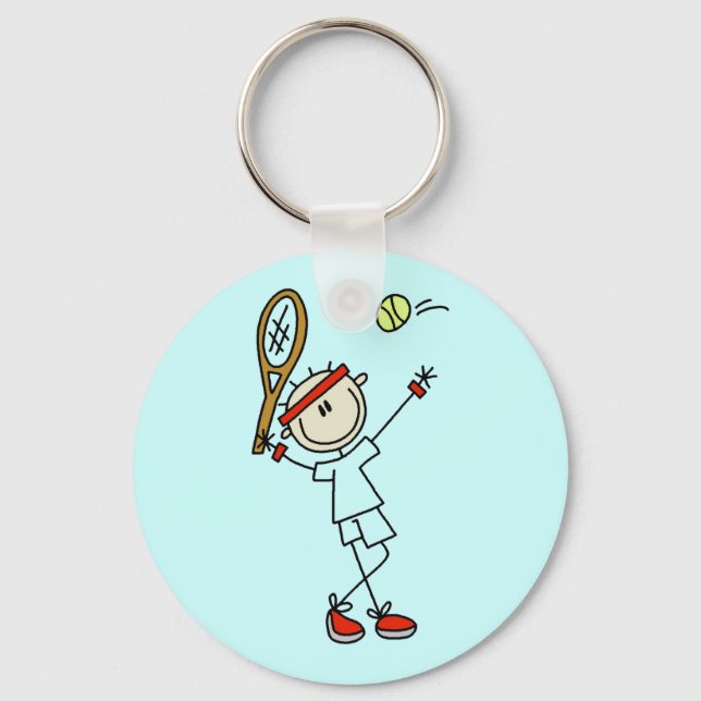Strichmännchen Mens Tennis Schlüsselanhänger (Vorderseite)