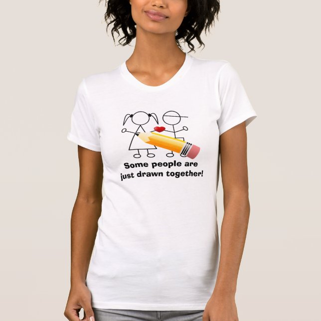 Strichmännchen-Paare mit dem Herzen zusammen T-Shirt (Vorderseite)