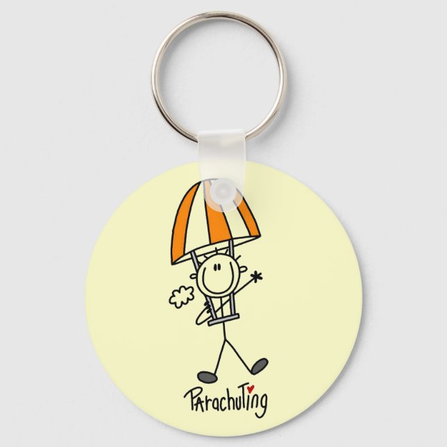 Strichmännchen Parachuting T - Shirt und Geschenke Schlüsselanhänger (Vorderseite)