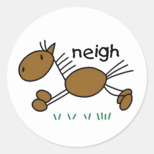 Strichmännchen Pferd Runder Aufkleber