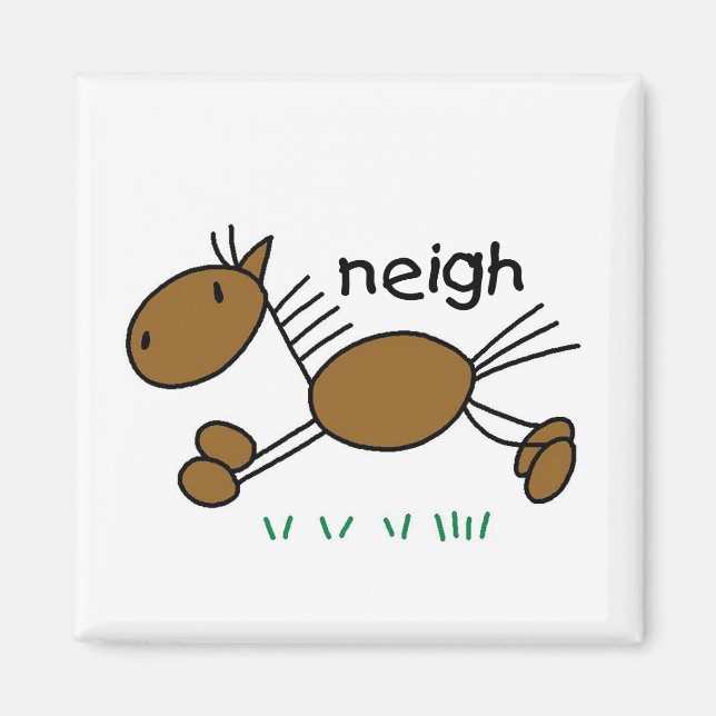 Strichmännchen-Pferdet-shirts und -geschenke Magnet (Vorne)