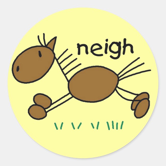 Strichmännchen-Pferdet-shirts und -geschenke Runder Aufkleber (Vorderseite)