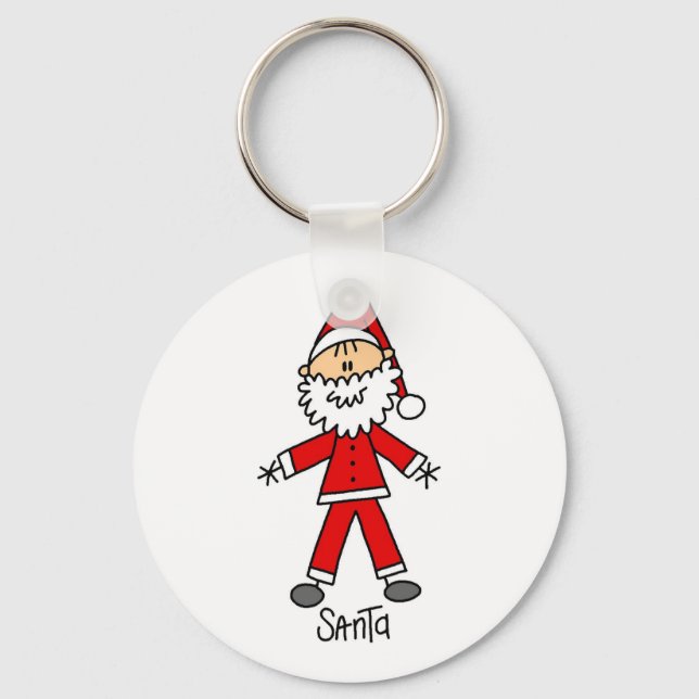 Strichmännchen Santa Claus Tshirts und Geschenke Schlüsselanhänger (Vorderseite)