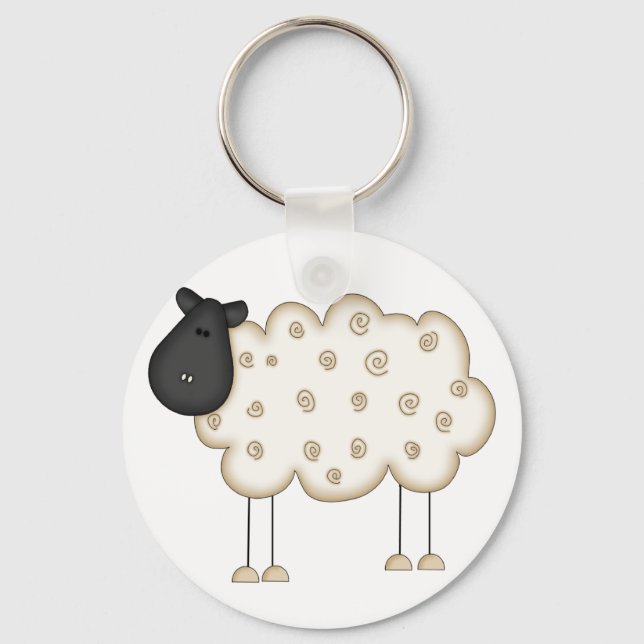 Strichmännchen-Schaf-Hemden und -Geschenke Schlüsselanhänger (Vorderseite)