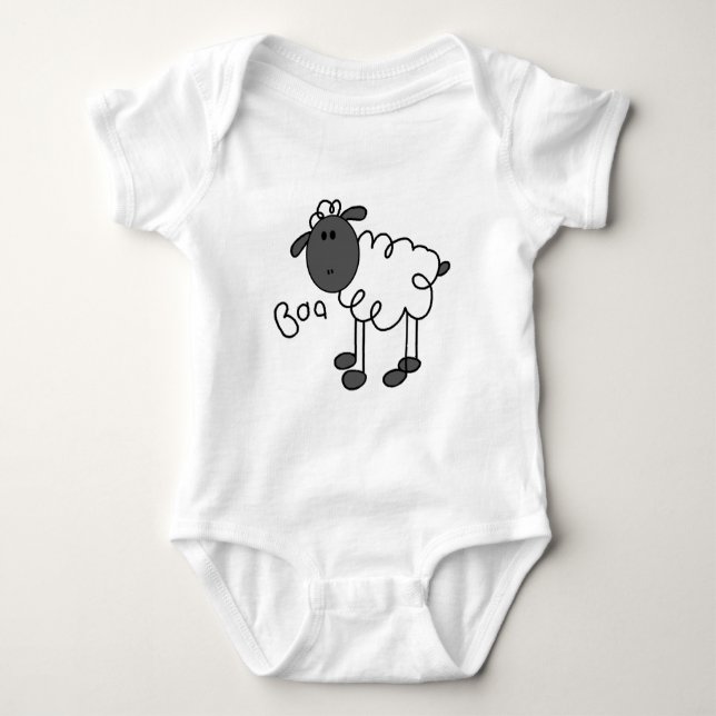 Strichmännchen-Schaf-T-Shirts und Geschenke Baby Strampler (Vorderseite)