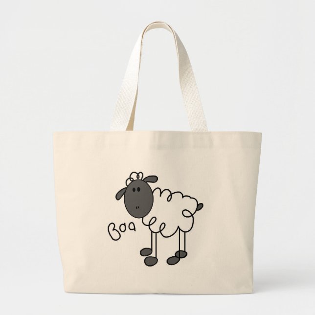 Strichmännchen-Schaf-T-Shirts und Geschenke Jumbo Stoffbeutel (Vorne)