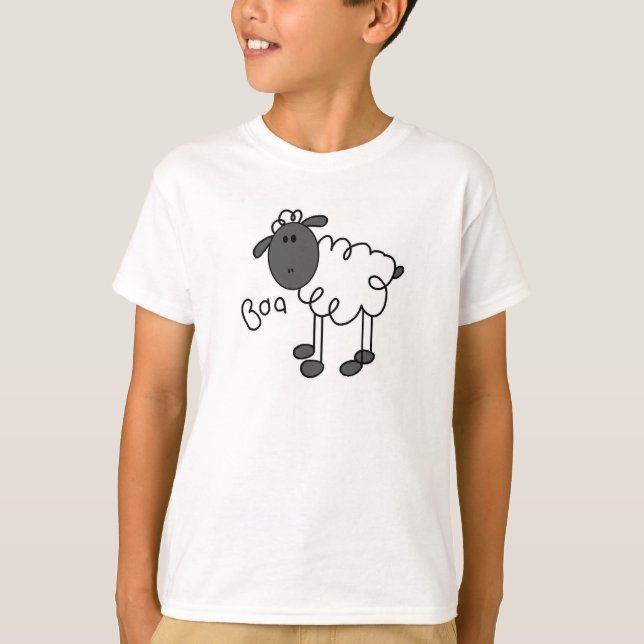 Strichmännchen-Schaf-T-Shirts und Geschenke T-Shirt (Vorderseite)