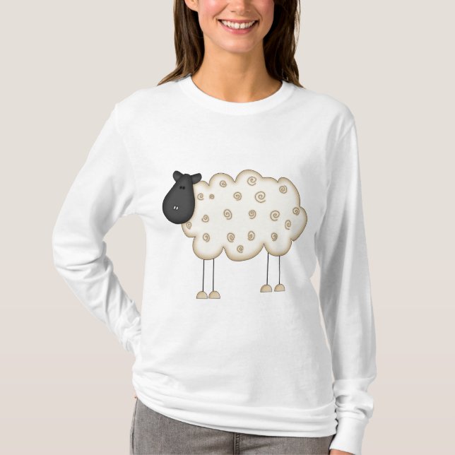 Strichmännchen-Schaf-T-Shirts und Geschenke T-Shirt (Vorderseite)