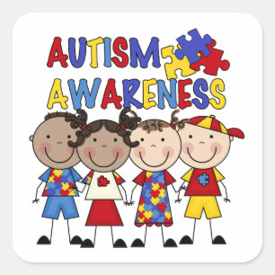 Strichmännchen scherzt Autismus-Bewusstsein Quadratischer Aufkleber